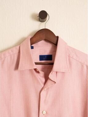 David Donahue Pink Herringbone Dress Shirt